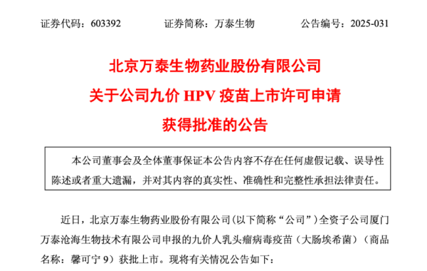 配资好评股票配资网站 九价HPV疫苗，首款国产上市！还与钟睒睒有关