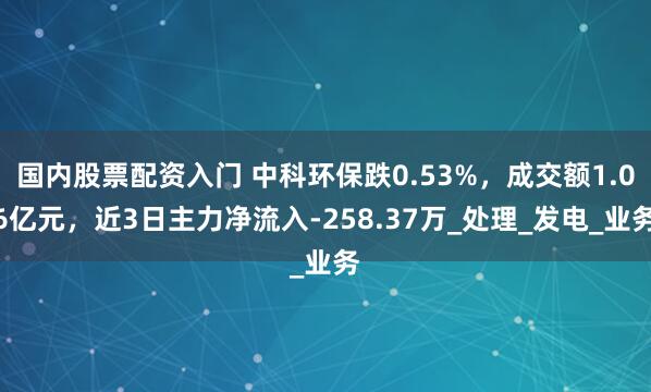 国内股票配资入门 中科环保跌0.53%，成交额1.06亿元，近3日主力净流入-258.37万_处理_发电_业务